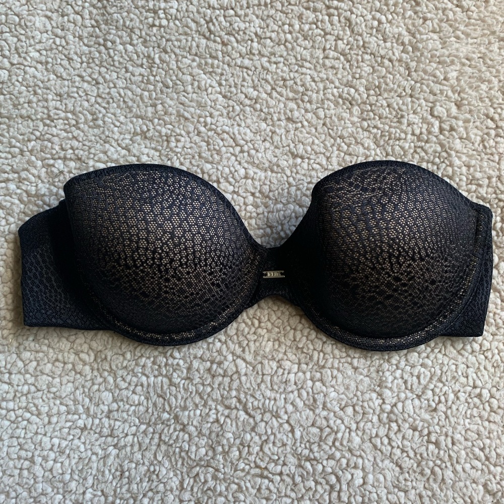 Self Expressions lace nude show through slightly padded strapless no slip bra